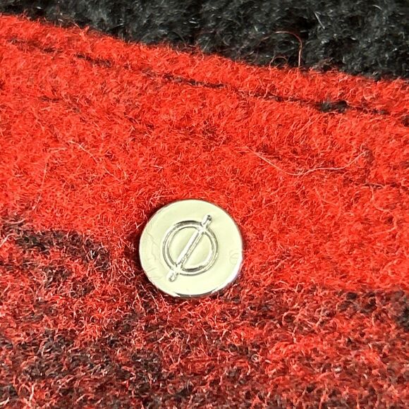 Sosken Jacket Womens Small Wool Blend Collared Buffalo Plaid Fringe Down Sleeves - Picture 11 of 12